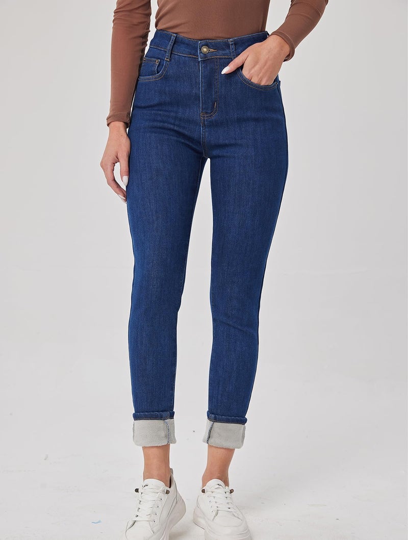 heipeiwa Womens Winter Jeans Fleece Lined Jeans Thermal Thick Skinny Denim Pants Slim Stretch Warm Jeggings - Image 3